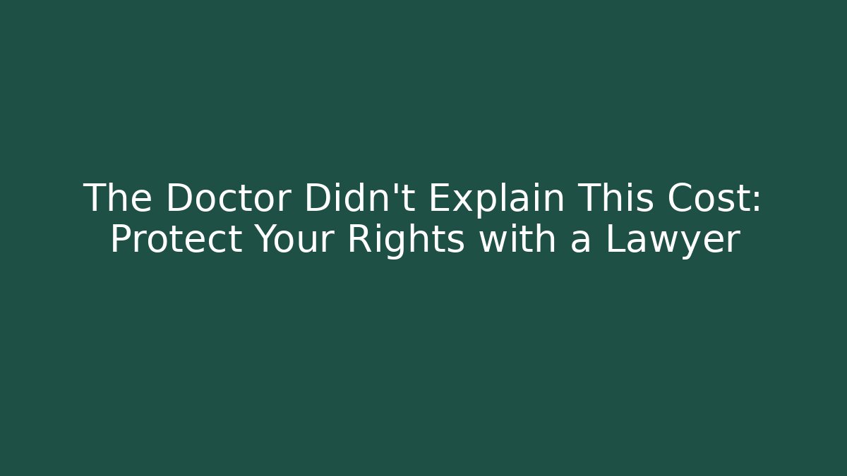 The Doctor Didn't Explain This Cost: Protect Your Rights with a Lawyer