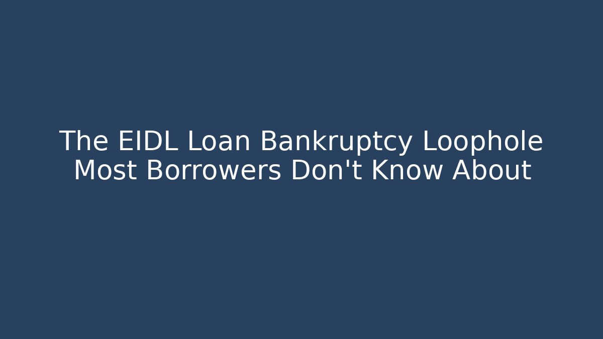The EIDL Loan Bankruptcy Loophole Most Borrowers Don’t Know About - V Auction