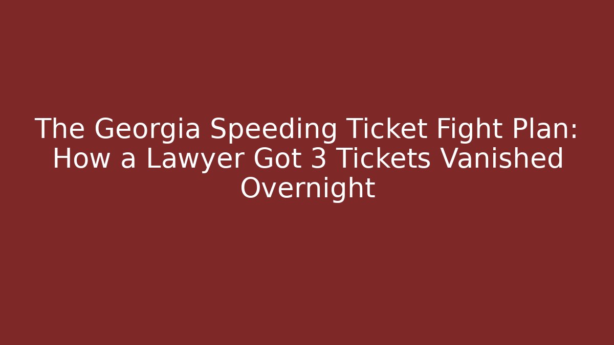 The Georgia Speeding Ticket Fight Plan: How a Lawyer Got 3 Tickets Vanished Overnight - V Auction