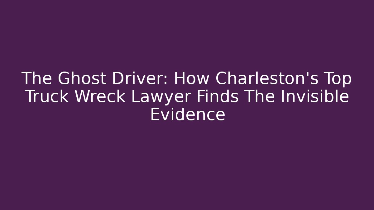 The Ghost Driver: How Charleston's Top Truck Wreck Lawyer Finds The Invisible Evidence