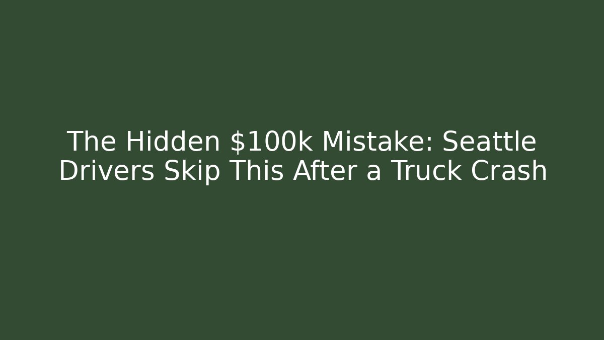 The Hidden $100k Mistake: Seattle Drivers Skip This After a Truck Crash - V Auction
