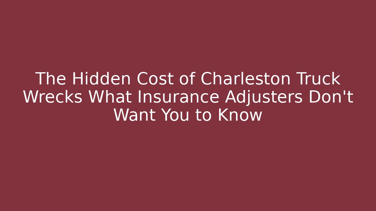 The Hidden Cost of Charleston Truck Wrecks What Insurance Adjusters Don’t Want You to Know