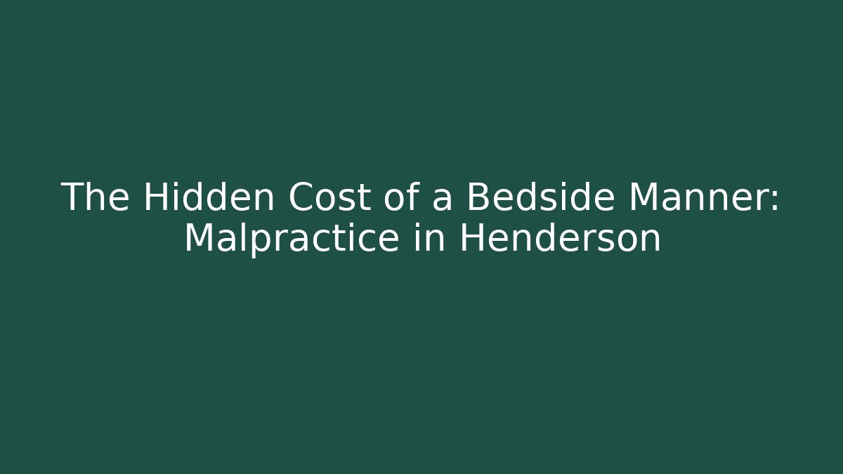 The Hidden Cost of a Bedside Manner: Malpractice in Henderson