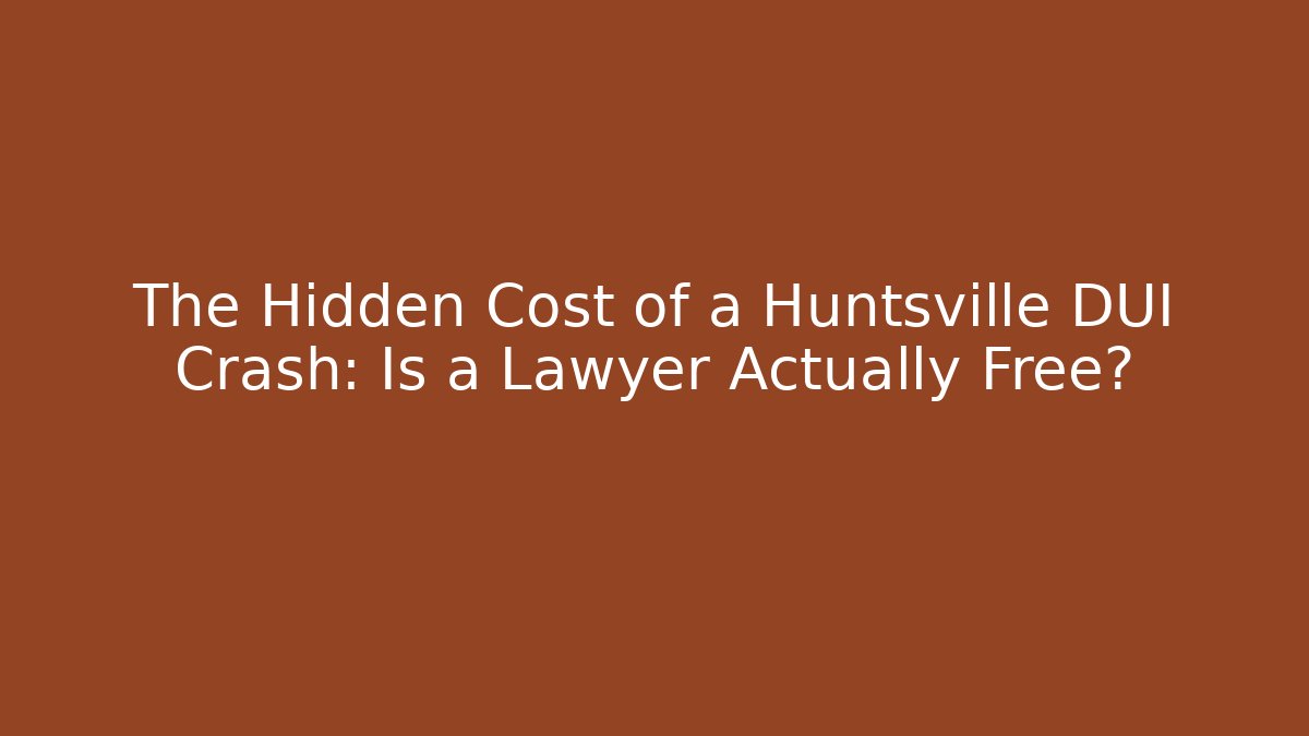 The Hidden Cost of a Huntsville DUI Crash: Is a Lawyer Actually Free?