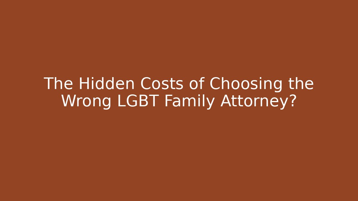 The Hidden Costs of Choosing the Wrong LGBT Family Attorney?