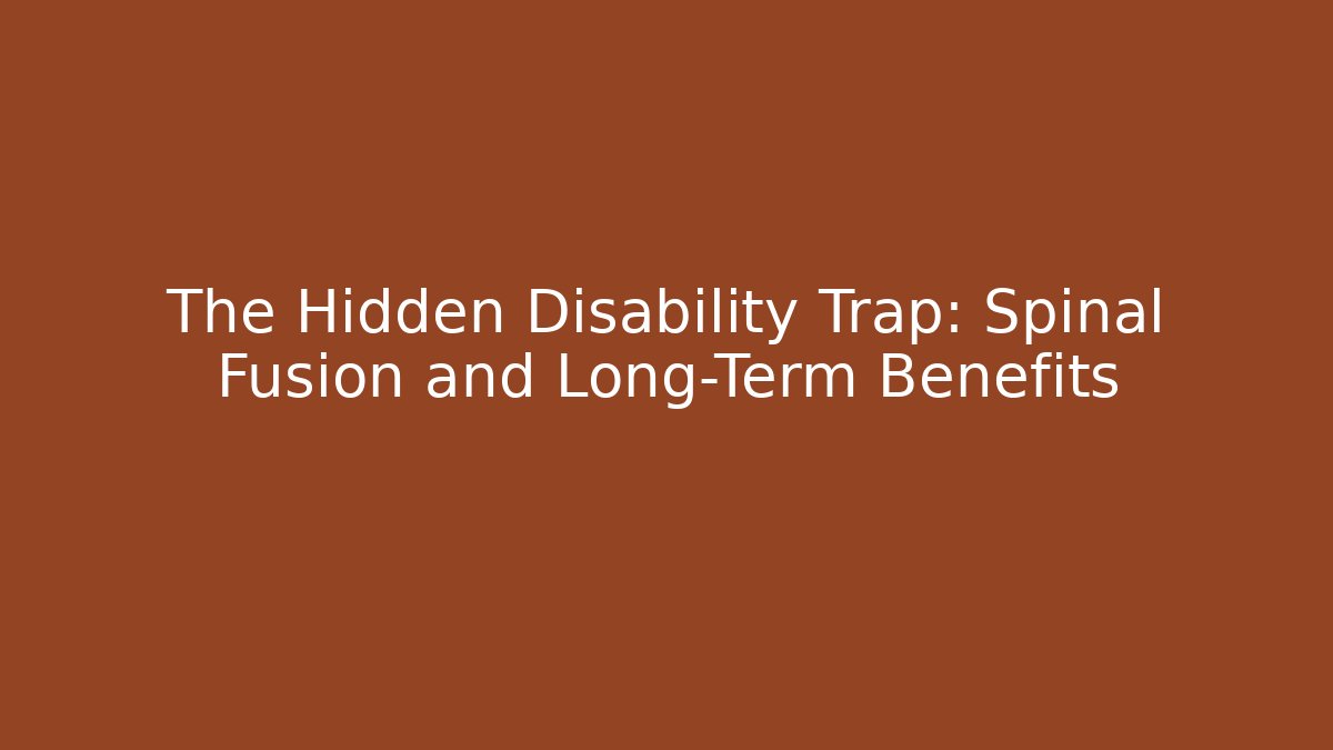 The Hidden Disability Trap: Spinal Fusion and Long-Term Benefits