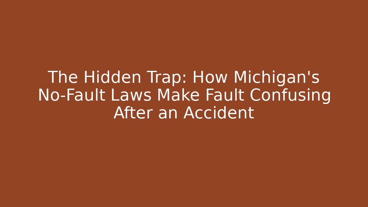 The Hidden Trap: How Michigan’s No-Fault Laws Make Fault Confusing After an Accident