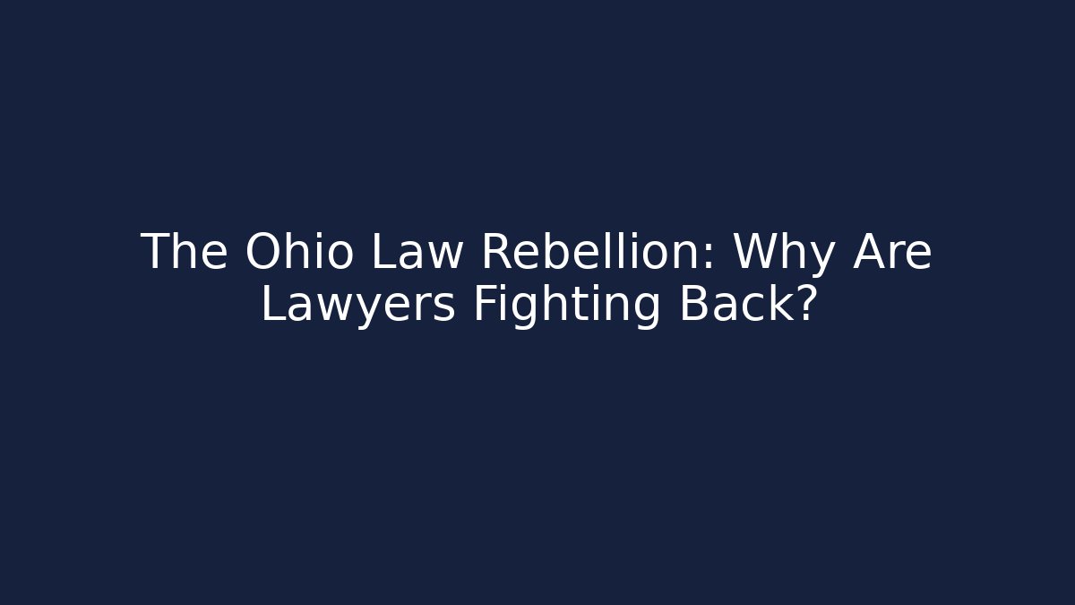 The Ohio Law Rebellion: Why Are Lawyers Fighting Back?