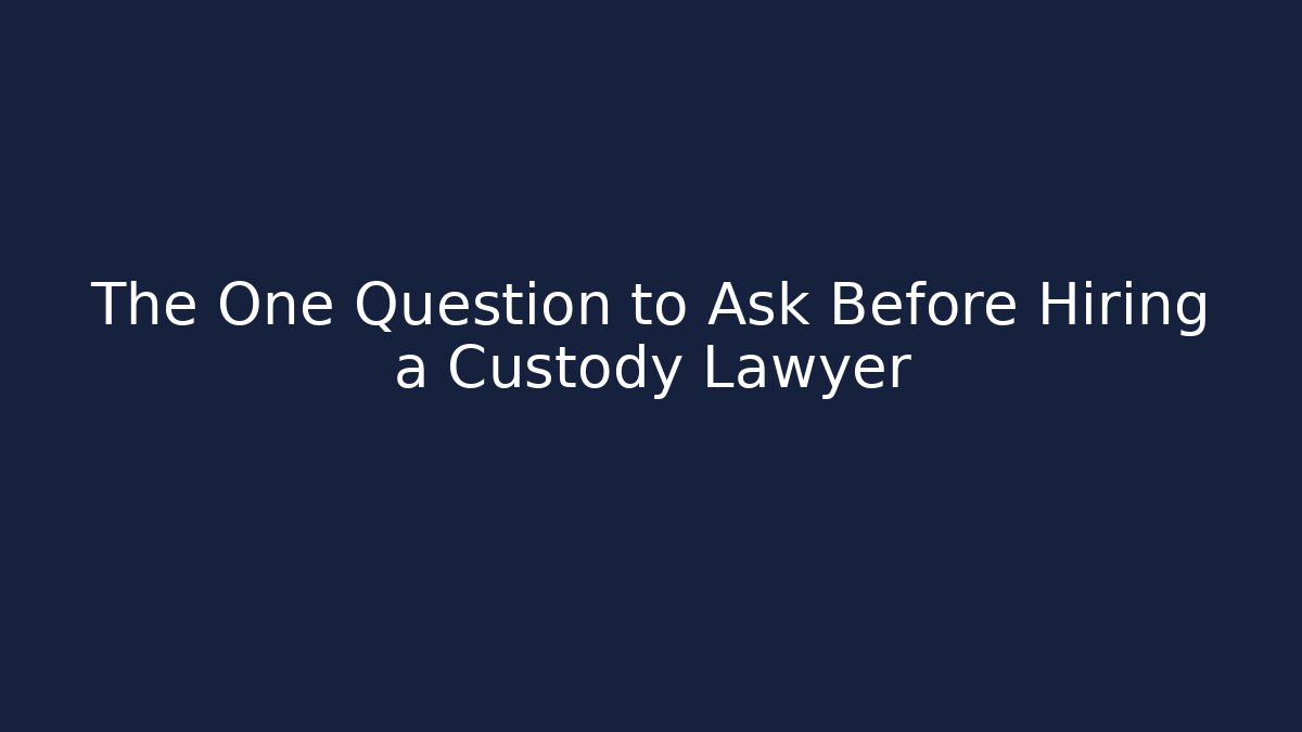 The One Question to Ask Before Hiring a Custody Lawyer - V Auction