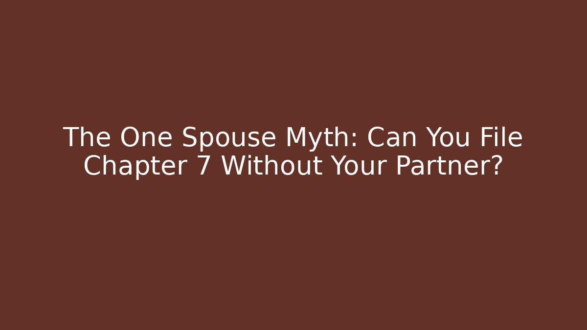 The One Spouse Myth: Can You File Chapter 7 Without Your Partner?