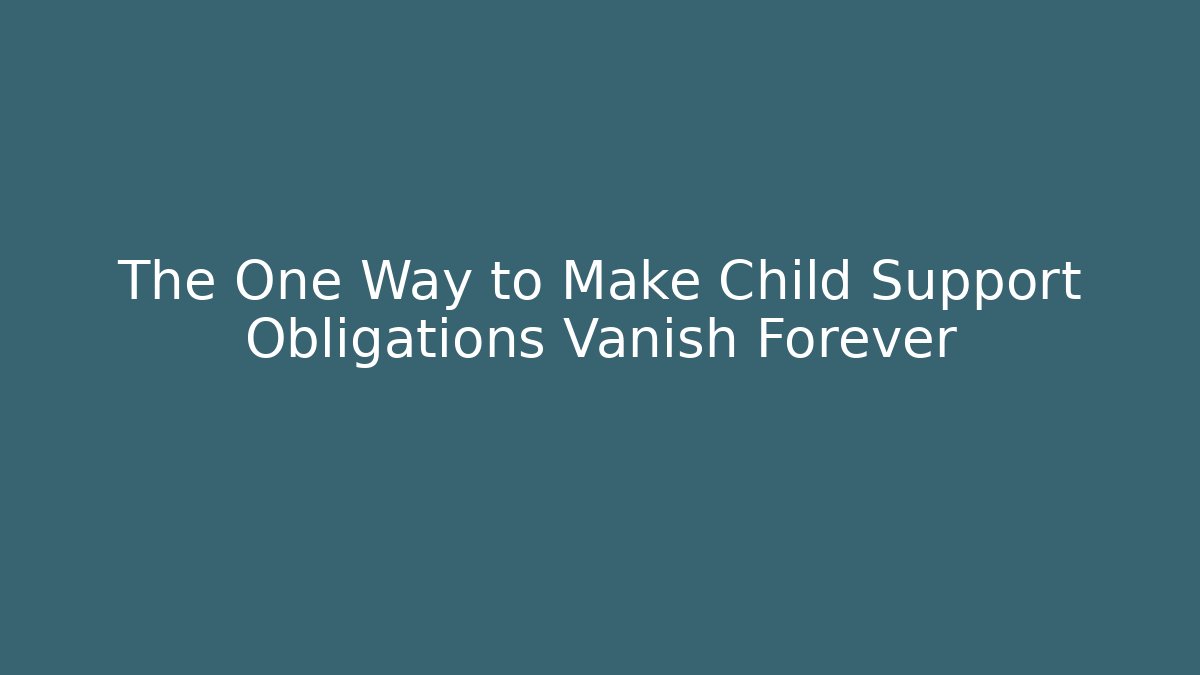 The One Way to Make Child Support Obligations Vanish Forever
