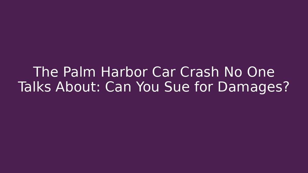 The Palm Harbor Car Crash No One Talks About: Can You Sue for Damages?