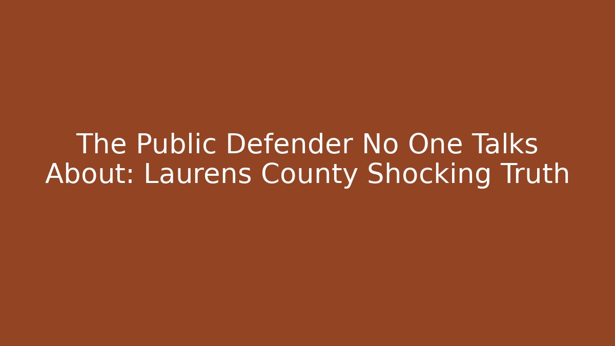 The Public Defender No One Talks About: Laurens County Shocking Truth