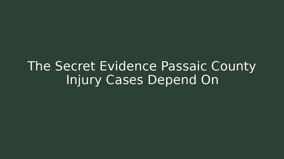 The Secret Evidence Passaic County Injury Cases Depend On