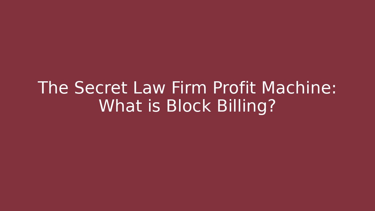 The Secret Law Firm Profit Machine: What is Block Billing?