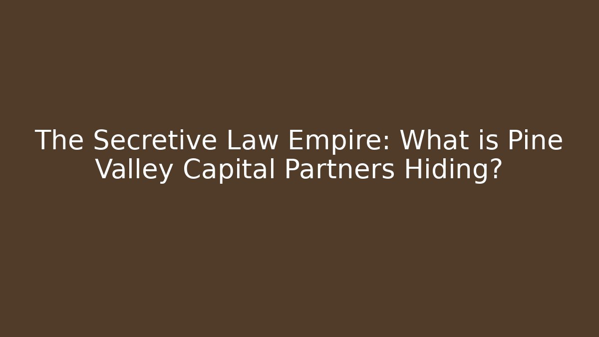 The Secretive Law Empire: What is Pine Valley Capital Partners Hiding?