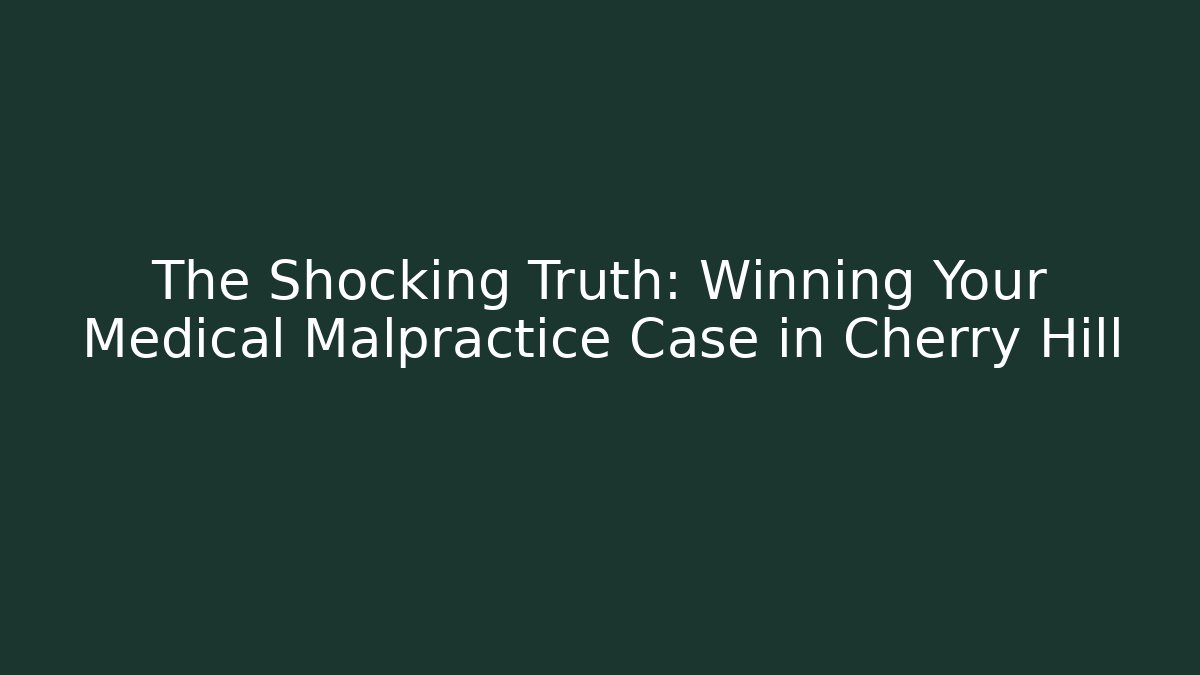 The Shocking Truth: Winning Your Medical Malpractice Case in Cherry Hill
