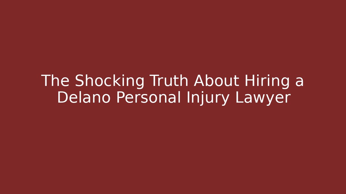 The Shocking Truth About Hiring a Delano Personal Injury Lawyer