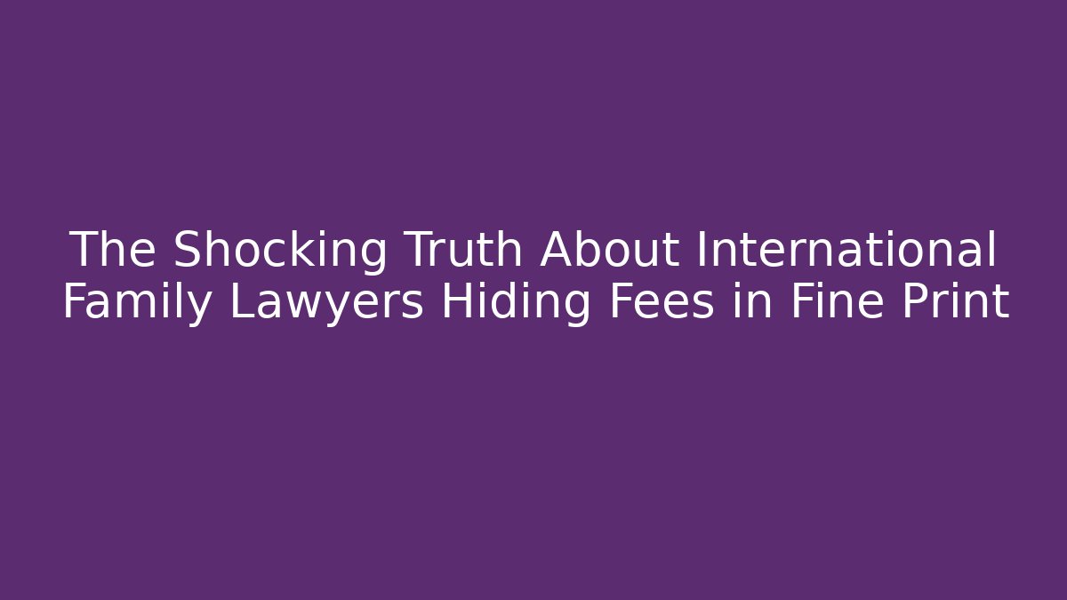 The Shocking Truth About International Family Lawyers Hiding Fees in Fine Print