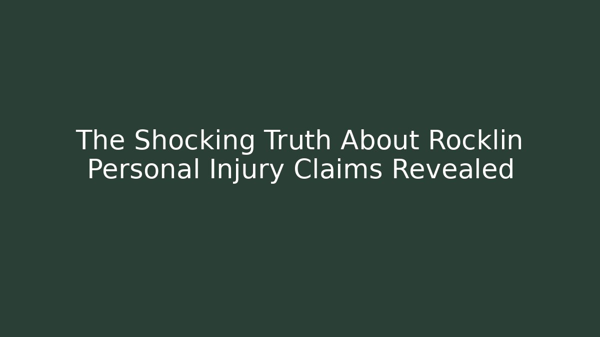 The Shocking Truth About Rocklin Personal Injury Claims Revealed