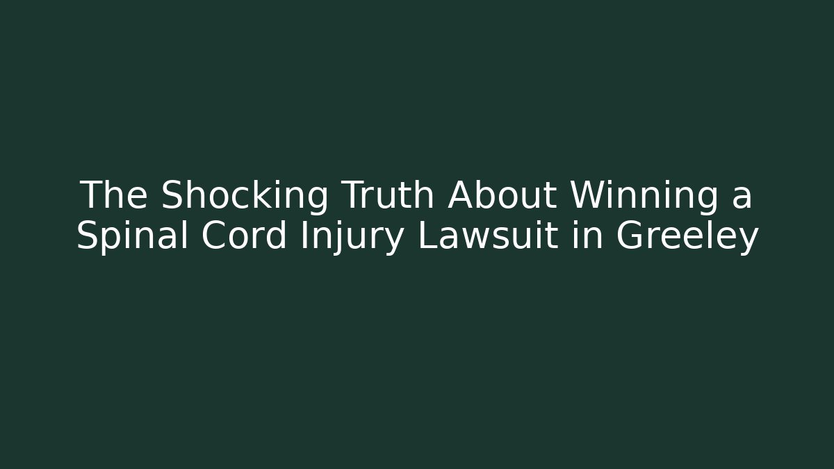 The Shocking Truth About Winning a Spinal Cord Injury Lawsuit in Greeley