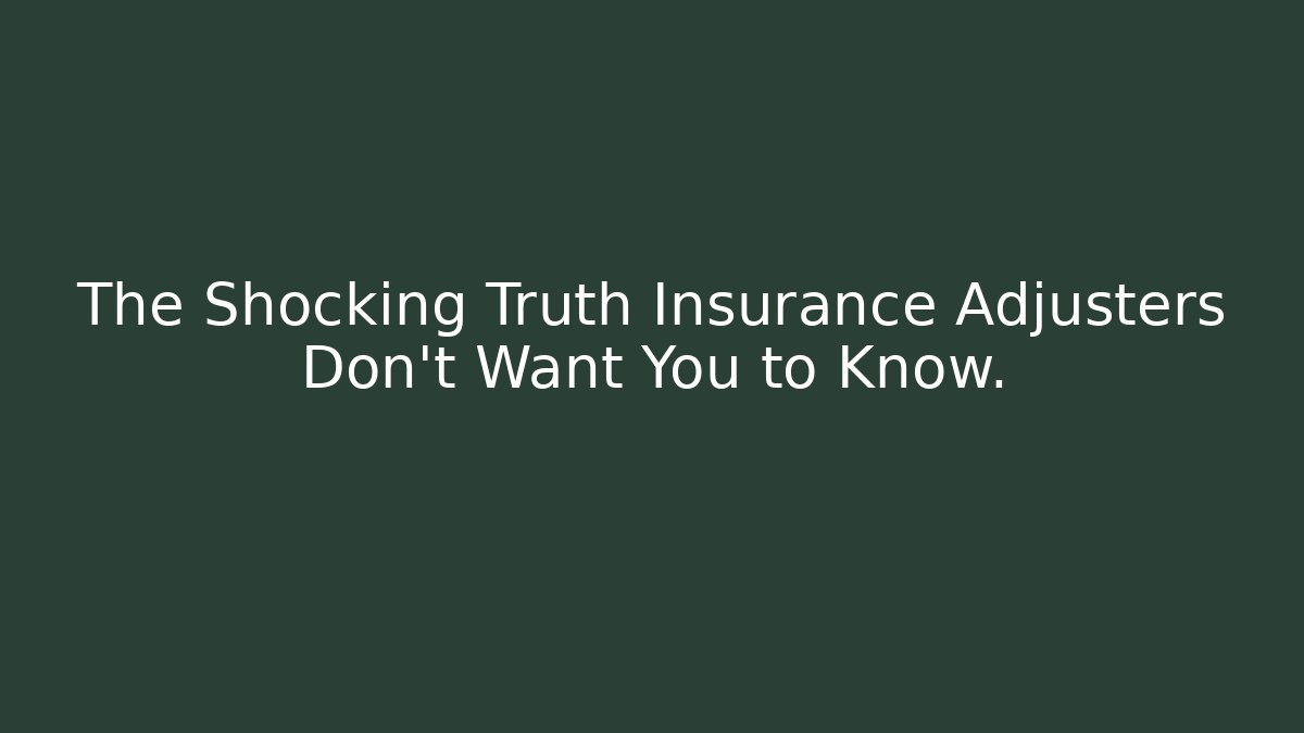 The Shocking Truth Insurance Adjusters Don’t Want You to Know. - V Auction