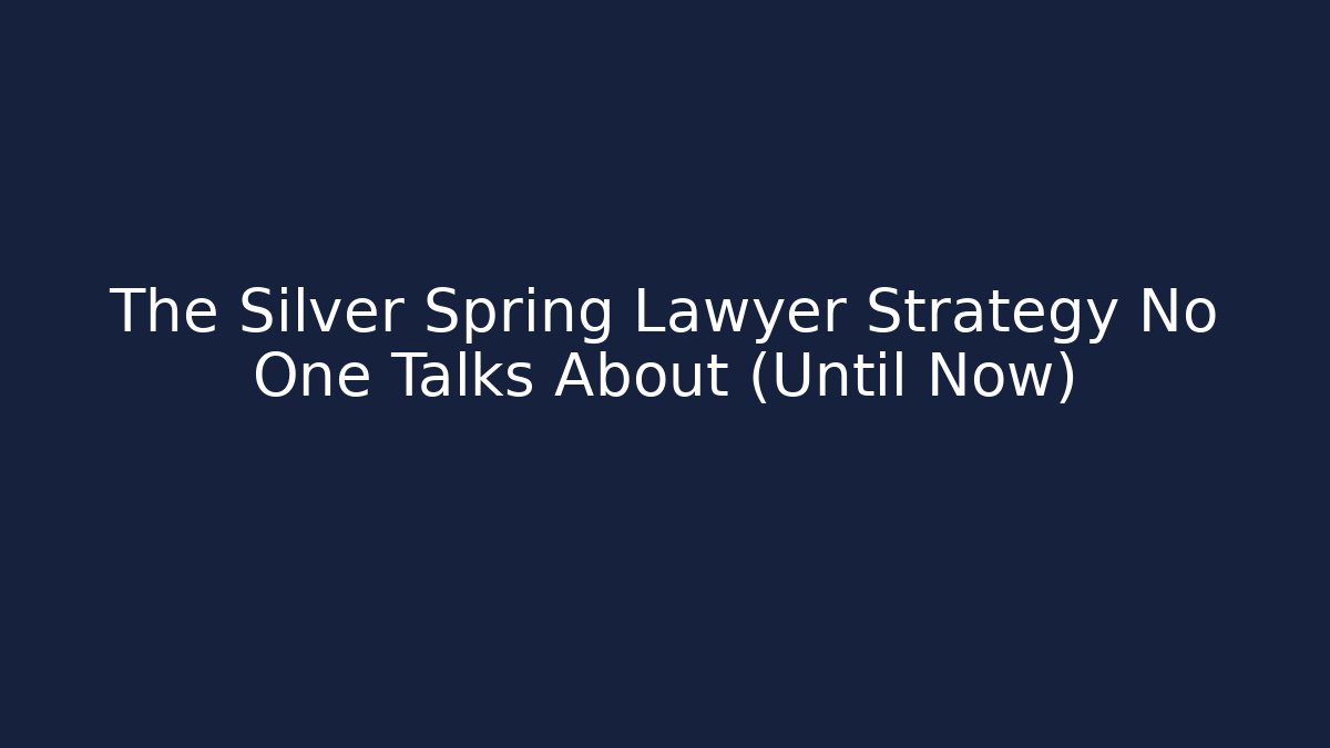 The Silver Spring Lawyer Strategy No One Talks About (Until Now) - V Auction