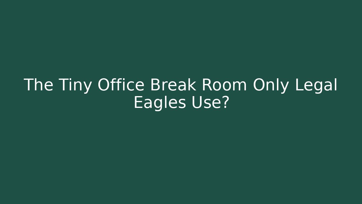 The Tiny Office Break Room Only Legal Eagles Use? - V Auction