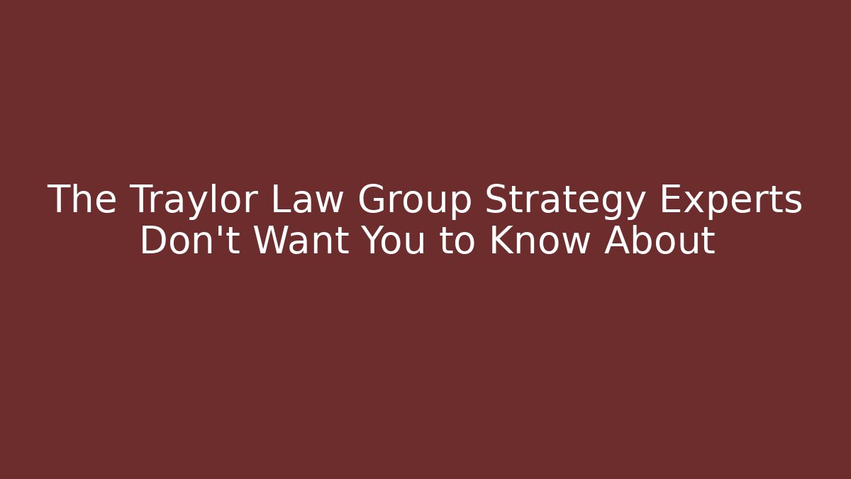 The Traylor Law Group Strategy Experts Don't Want You to Know About - V Auction