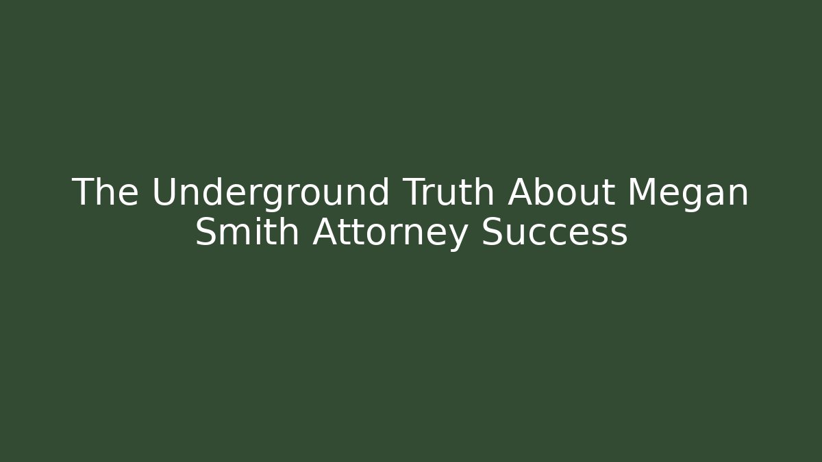 The Underground Truth About Megan Smith Attorney Success