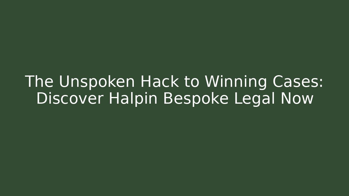 The Unspoken Hack to Winning Cases: Discover Halpin Bespoke Legal Now