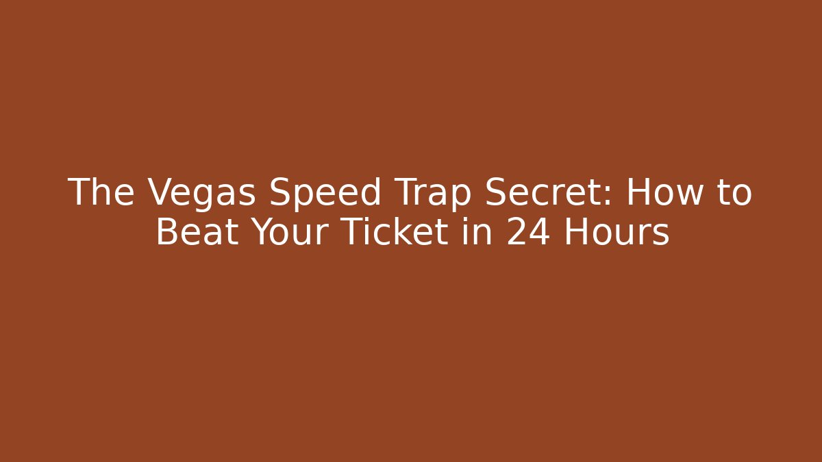 The Vegas Speed Trap Secret: How to Beat Your Ticket in 24 Hours