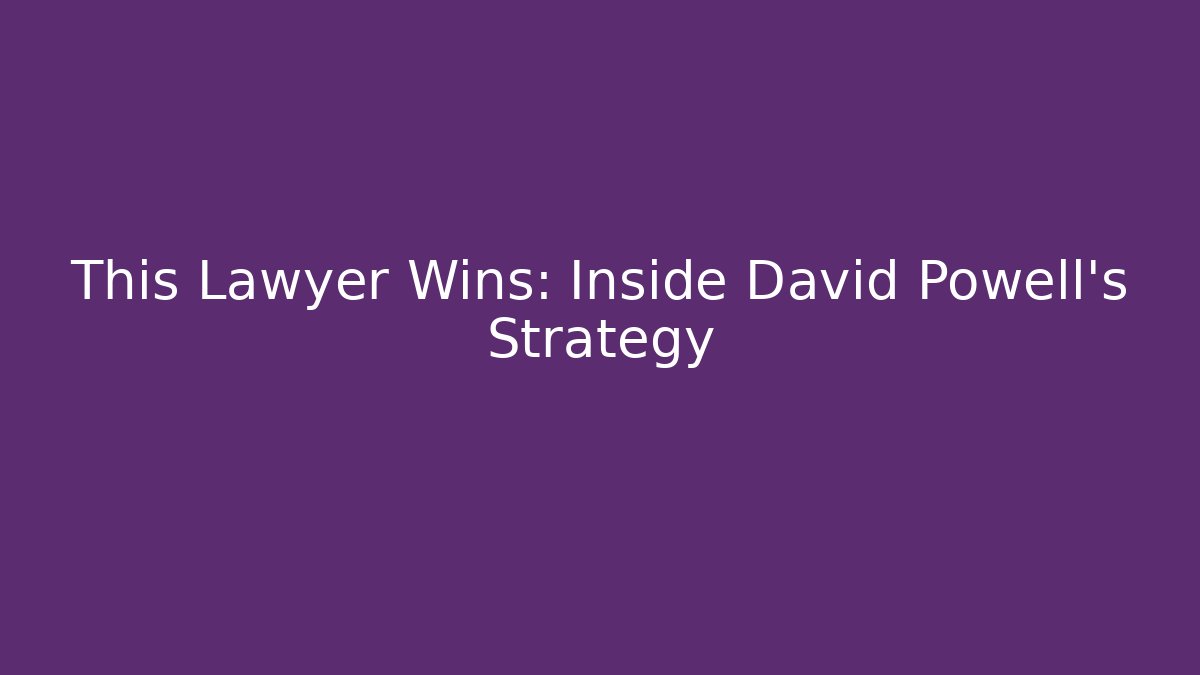 This Lawyer Wins: Inside David Powell's Strategy - V Auction