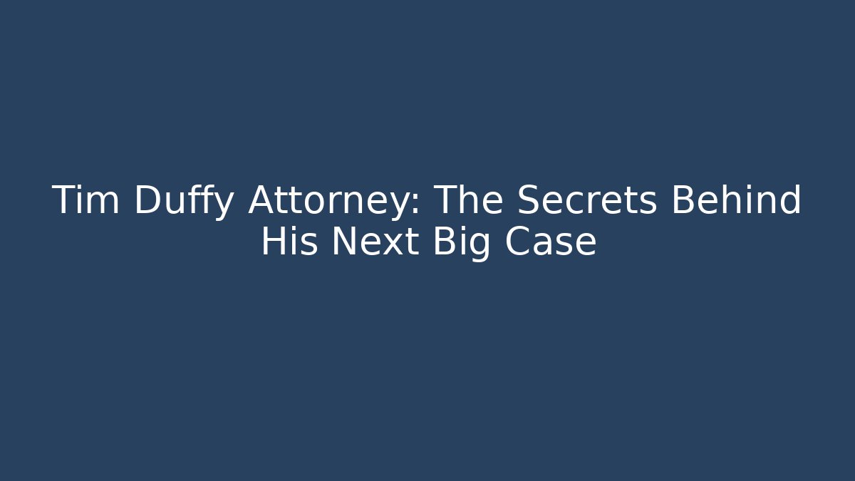 Tim Duffy Attorney: The Secrets Behind His Next Big Case - V Auction