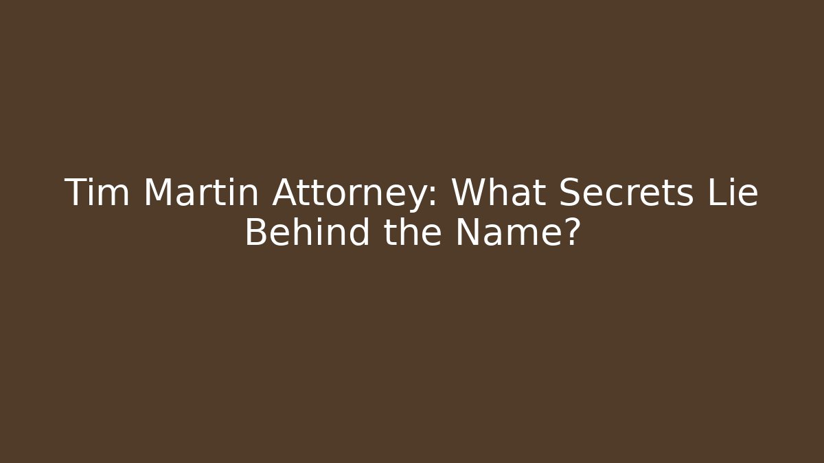 Tim Martin Attorney: What Secrets Lie Behind the Name? - V Auction