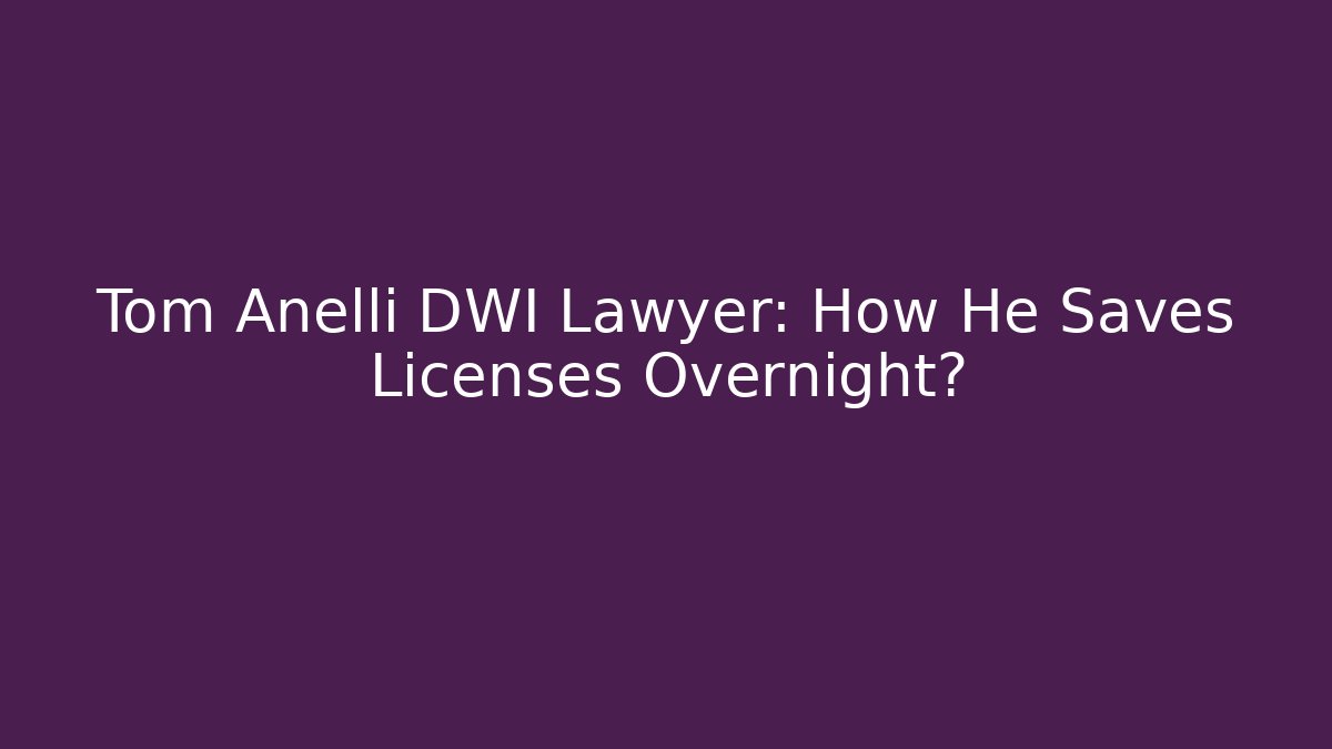Tom Anelli DWI Lawyer: How He Saves Licenses Overnight? - V Auction