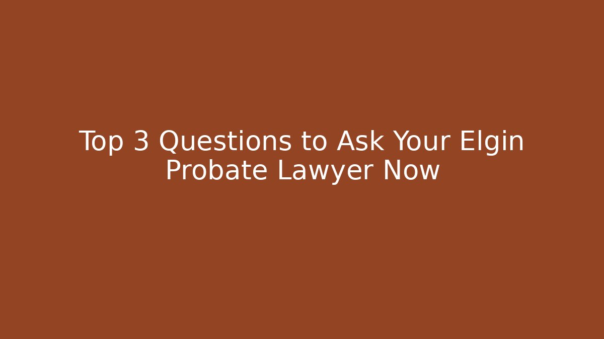 Top 3 Questions to Ask Your Elgin Probate Lawyer Now