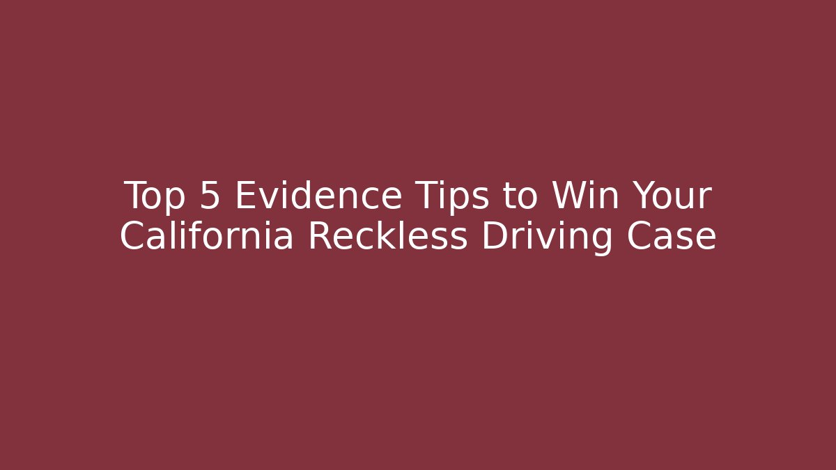 Top 5 Evidence Tips to Win Your California Reckless Driving Case - V Auction