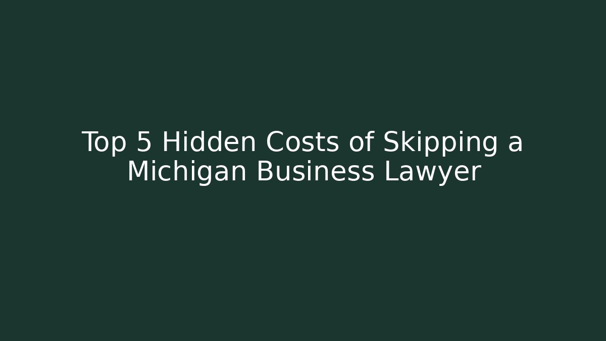Top 5 Hidden Costs of Skipping a Michigan Business Lawyer
