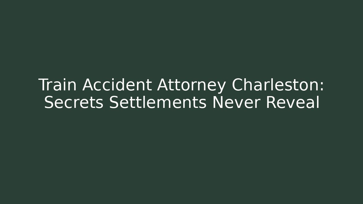 Train Accident Attorney Charleston: Secrets Settlements Never Reveal
