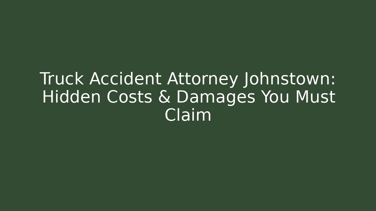 Truck Accident Attorney Johnstown: Hidden Costs & Damages You Must Claim