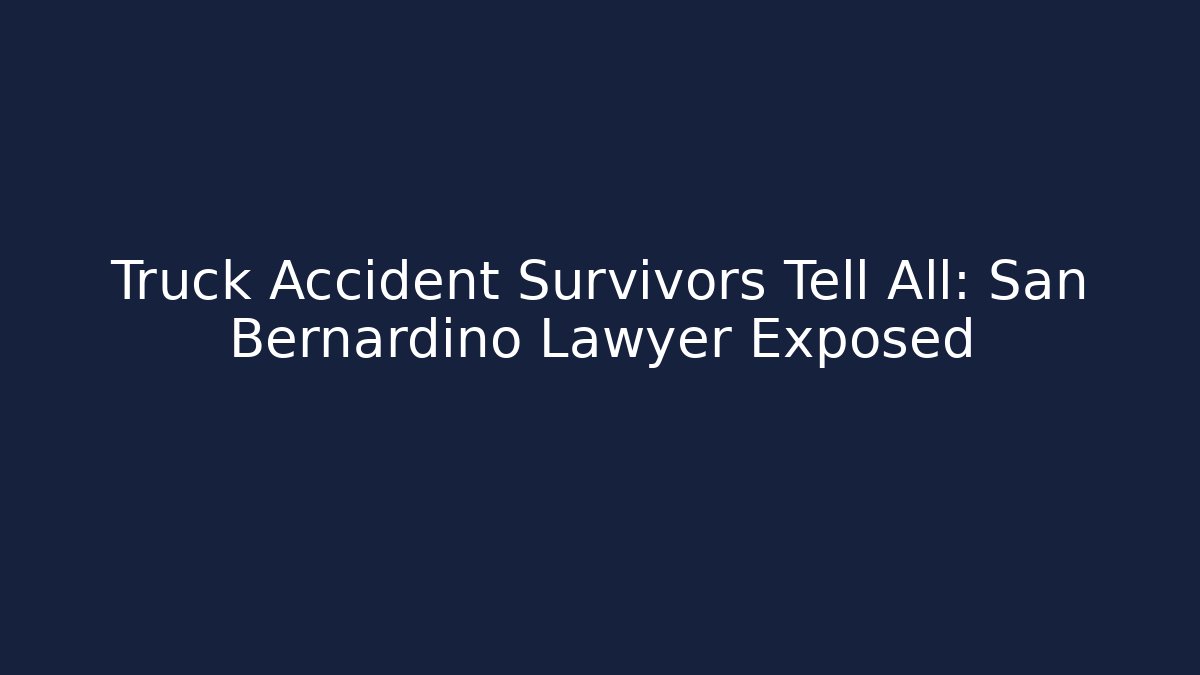 Truck Accident Survivors Tell All: San Bernardino Lawyer Exposed