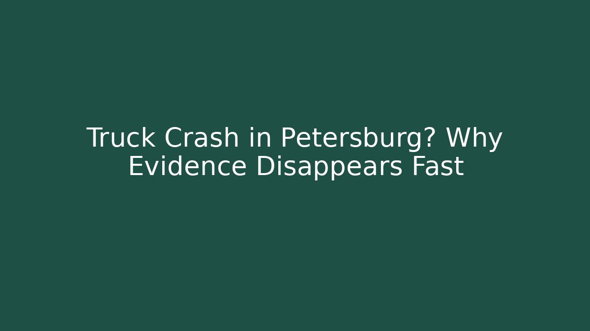 Truck Crash in Petersburg? Why Evidence Disappears Fast