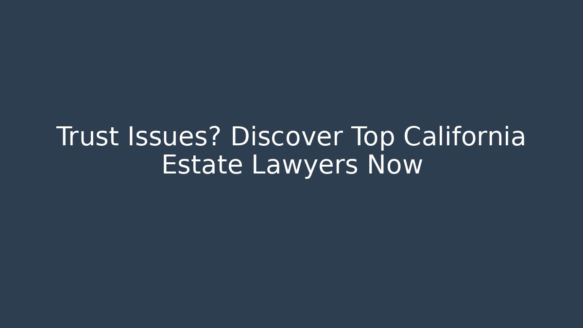 Trust Issues? Discover Top California Estate Lawyers Now - V Auction