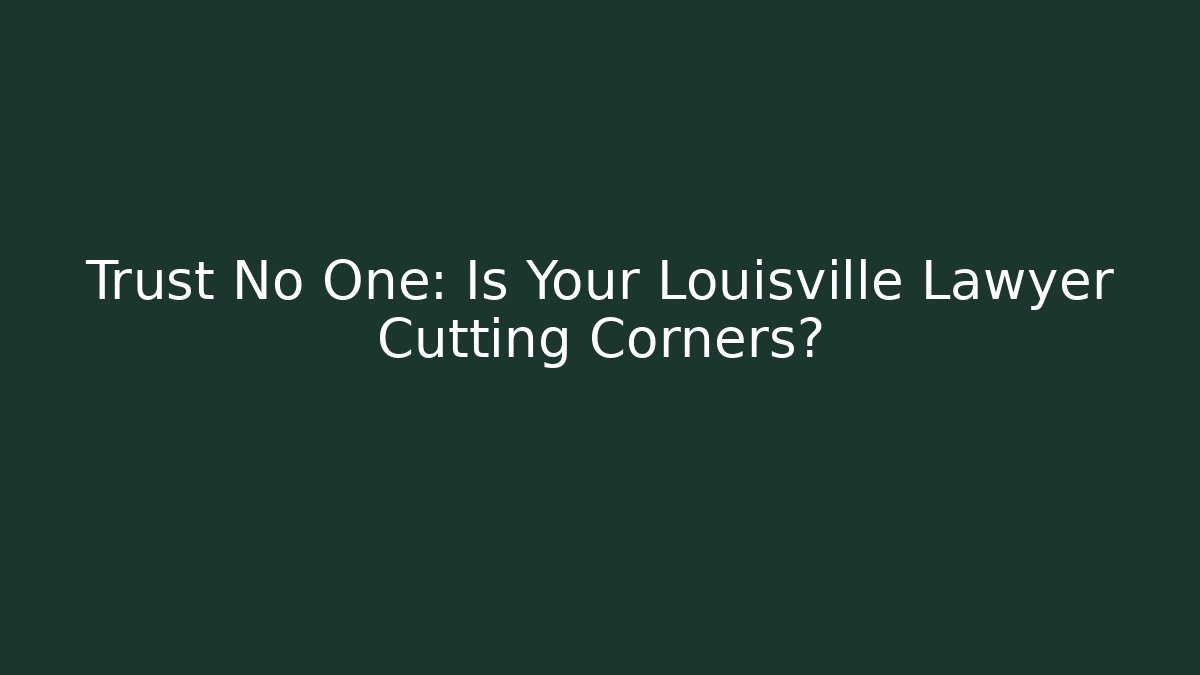 Trust No One: Is Your Louisville Lawyer Cutting Corners?