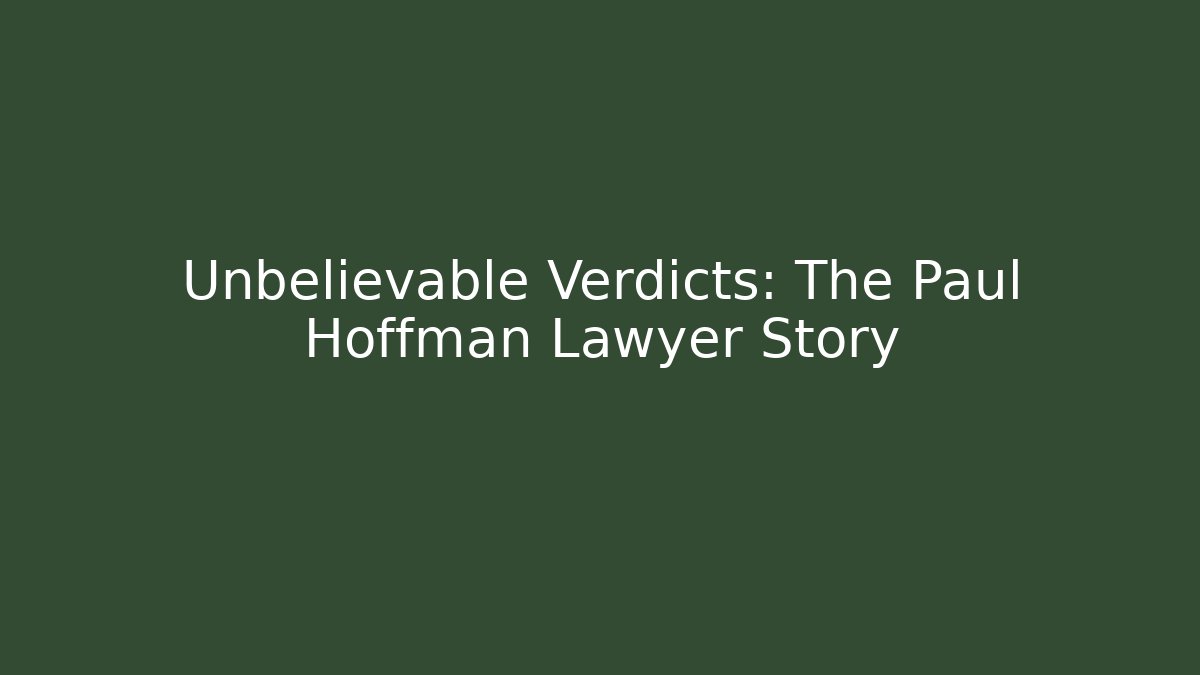 Unbelievable Verdicts: The Paul Hoffman Lawyer Story