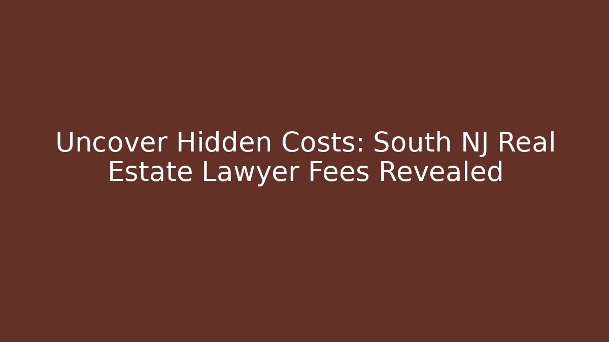 Uncover Hidden Costs: South NJ Real Estate Lawyer Fees Revealed