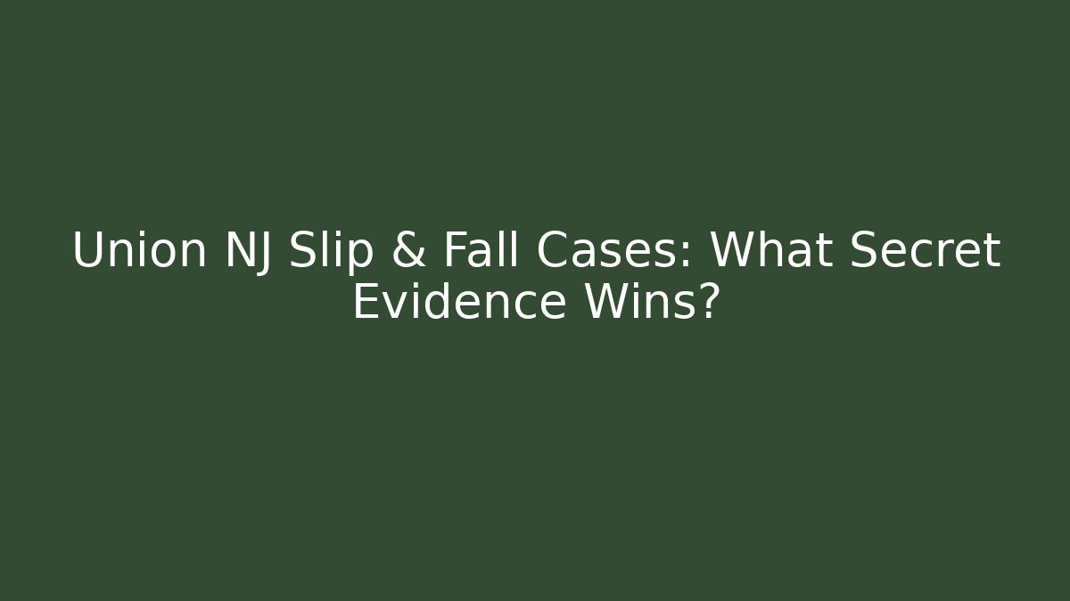 Union NJ Slip & Fall Cases: What Secret Evidence Wins?