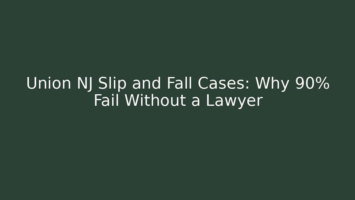 Union NJ Slip and Fall Cases: Why 90% Fail Without a Lawyer