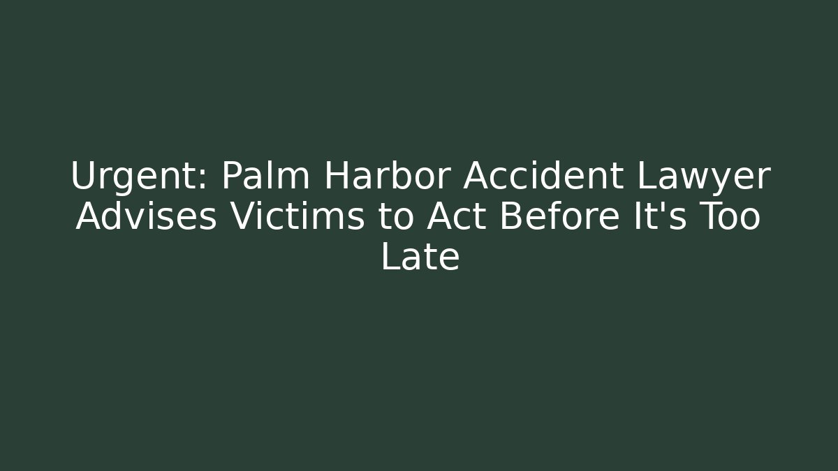 Urgent: Palm Harbor Accident Lawyer Advises Victims to Act Before It's Too Late